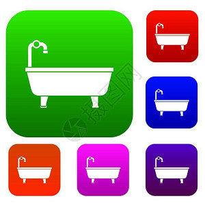 各种颜色浴缸矢量图标图片