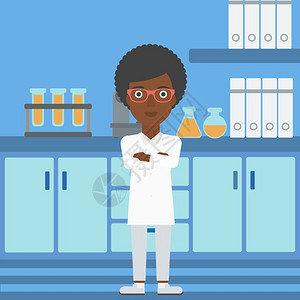 非洲妇女在实验室背景上图片
