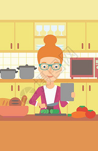 在厨房做饭的女人图片