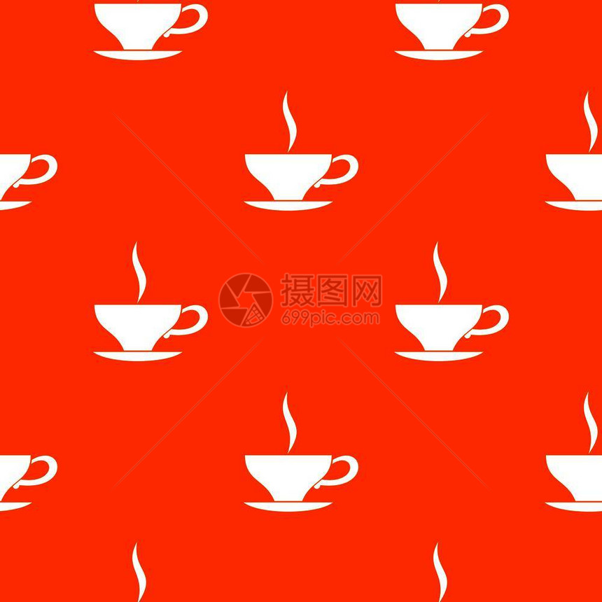 茶杯红色图案背景矢量设计元素图片