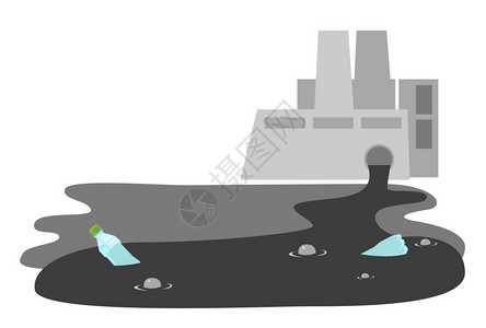 垃圾排放工业水污染矢量插画插画