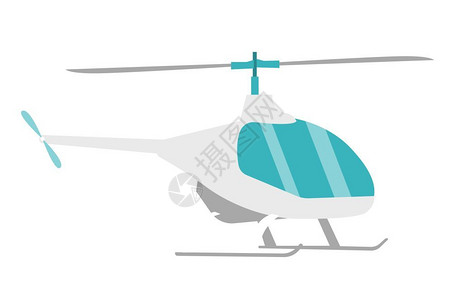 螺旋桨直升机矢量卡通插图插画
