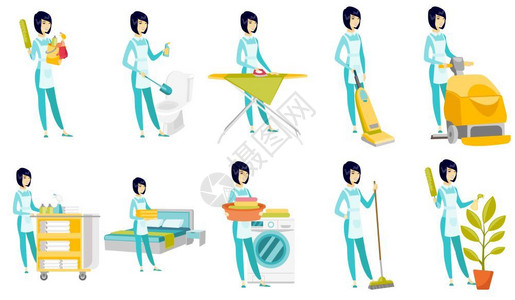 女清洁工素材清洁工矢量背景图案插画