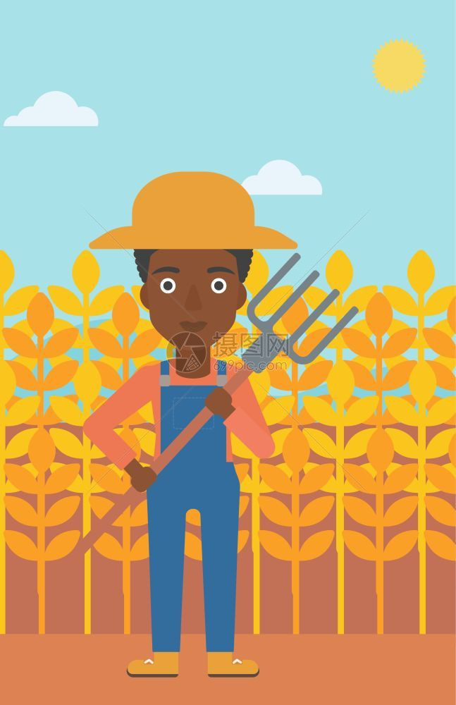 站在小麦田里的非裔女性农民图片