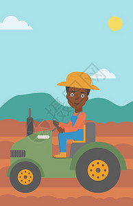 美国工业妇女驾驶拖拉机插画