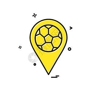 欧洲足球锦标赛足球定位图标插画