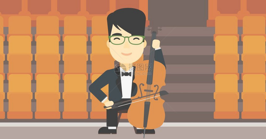 一个亚裔大提琴手 图片