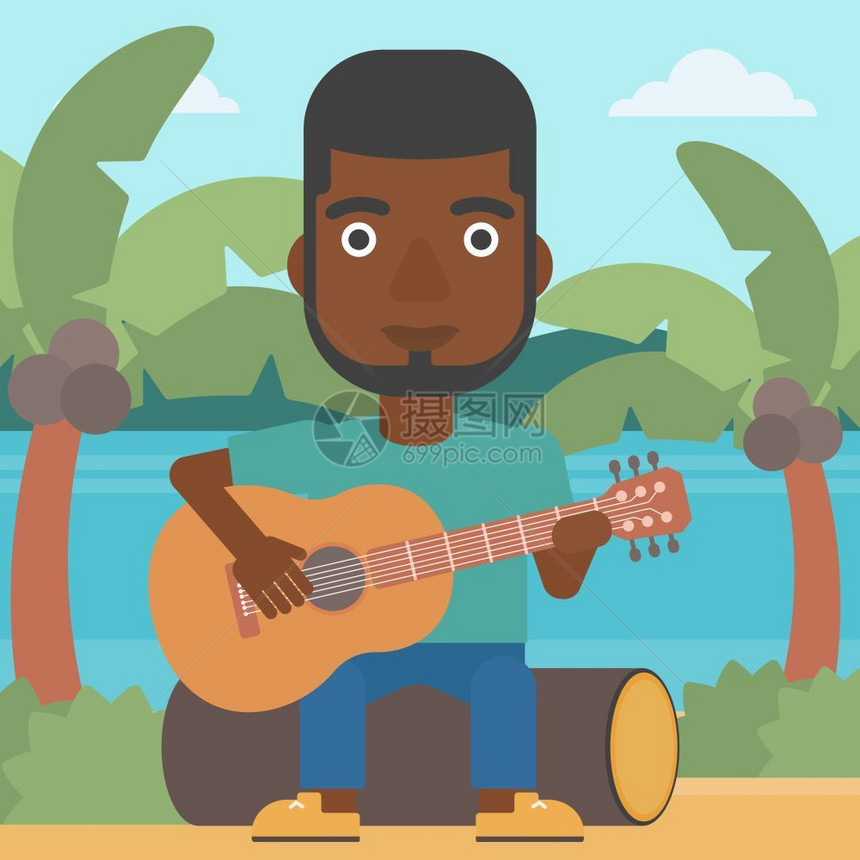 弹吉他的非裔男子图片