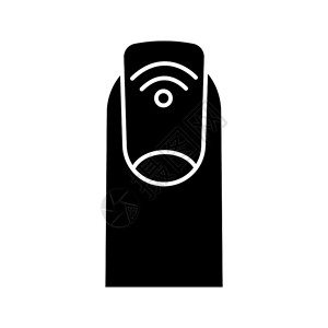 黑色美甲nfc指针rfid粘贴器silhouet符号钉标记无接触技术负空间矢量隔离图解nfc指针图形标插画