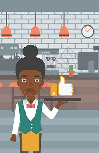 酒吧里的非裔女服务员 矢量插画图片