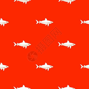 鲨鱼红色重复图案背景矢量设计元素图片