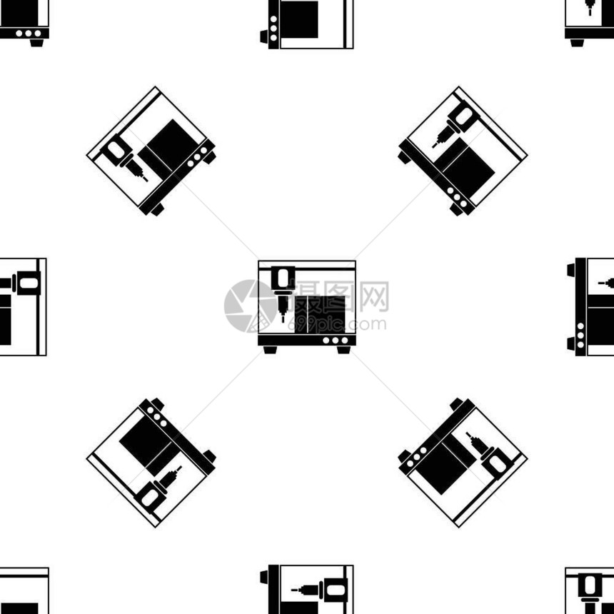 3d打印机黑白图案背景矢量设计元素图片