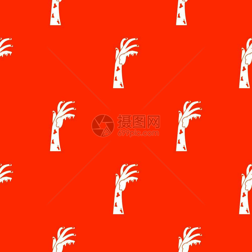 僵尸手红色重复图案背景矢量设计元素图片