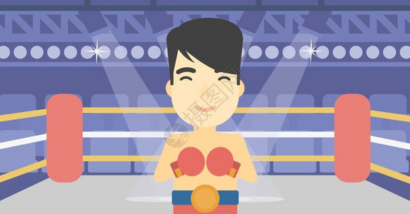 拳击男拳击场上的职业男拳击运动员矢量图插画