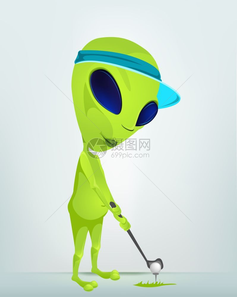 外星人打高尔夫矢量插图图片