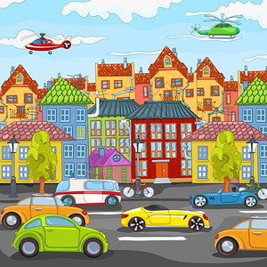 城市交通背景插画图片