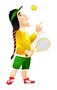 服装平拍卡通人物原生印第安人打网球矢量插图插画