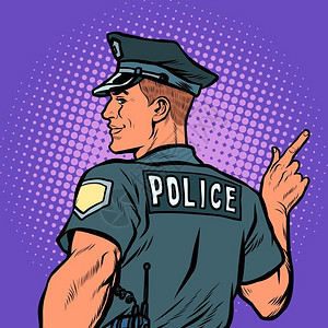 警察的手素材流行艺术警察背影插画
