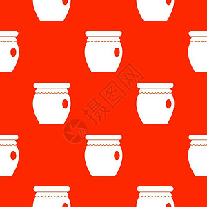 罐子红色重复图案矢量设计元素图片