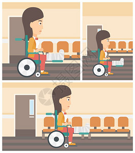 在医院走廊的轮椅上坐着的女子图片