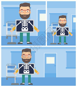 男性患者照X光矢量卡通人物图片