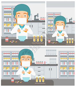 在实验室准备药物的药剂师图片