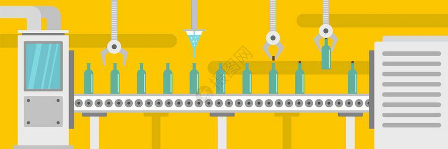 瓶装工厂横幅病媒横幅用于网络的平面插图瓶装工厂横幅平板风格图片