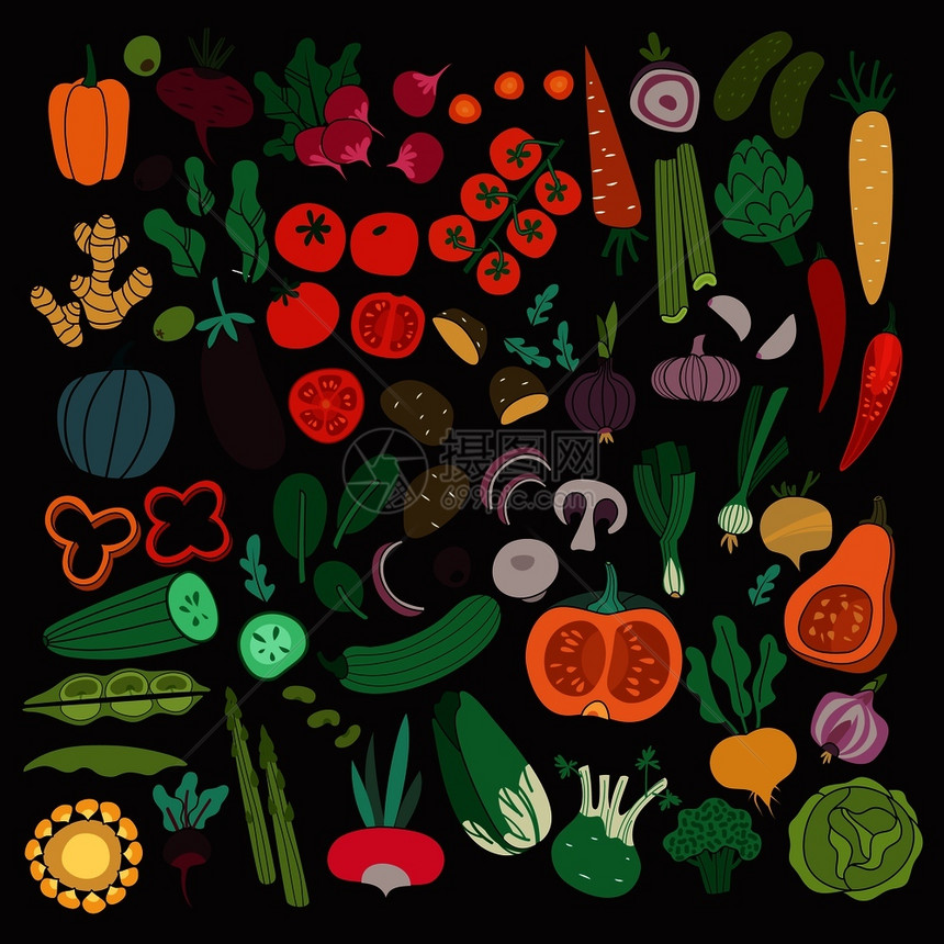 有机蔬菜矢量插画图片