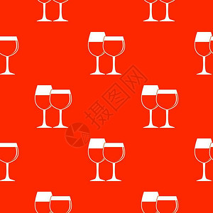 两杯葡萄酒无缝红色图案矢量设计元素图片