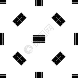 网球场无缝黑色图案矢量设计元素图片