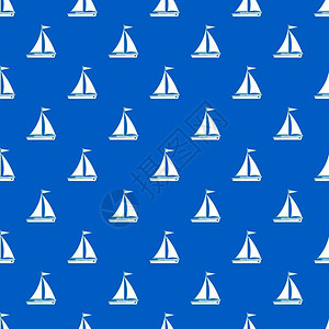 帆船无缝蓝色图案矢量设计元素图片
