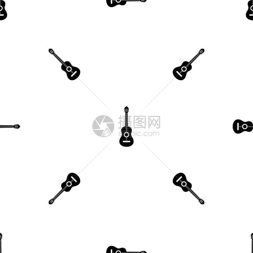 古典吉他无缝黑色矢量设计元素图片