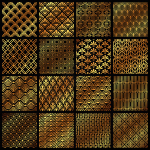 金色装饰线框组合矢量元素图片