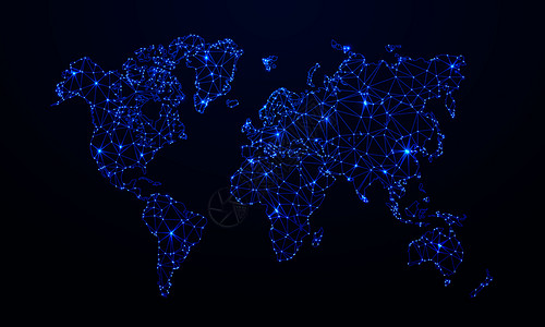 蓝色多边形地球图3d矢量背景图片