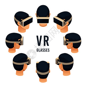 虚拟现实耳机游戏或教育体验图片