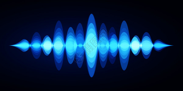 可视化音频蓝色声音波形频谱振动矢量图插画