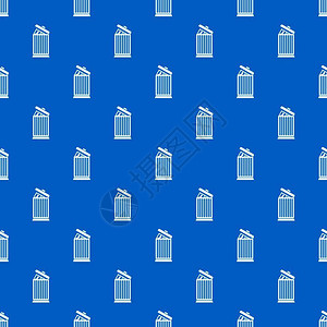 垃圾桶无缝蓝色图案矢量设计元素图片