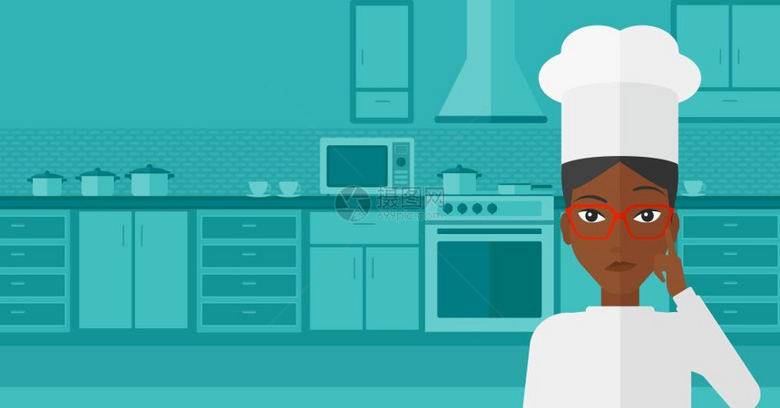 一名身着制服的非裔女厨师图片