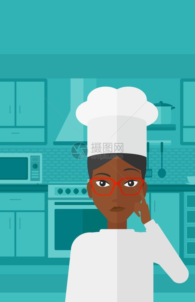 一名身着制服的非裔女厨师矢量图图片