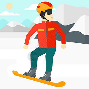 在雪山滑雪的男孩图片