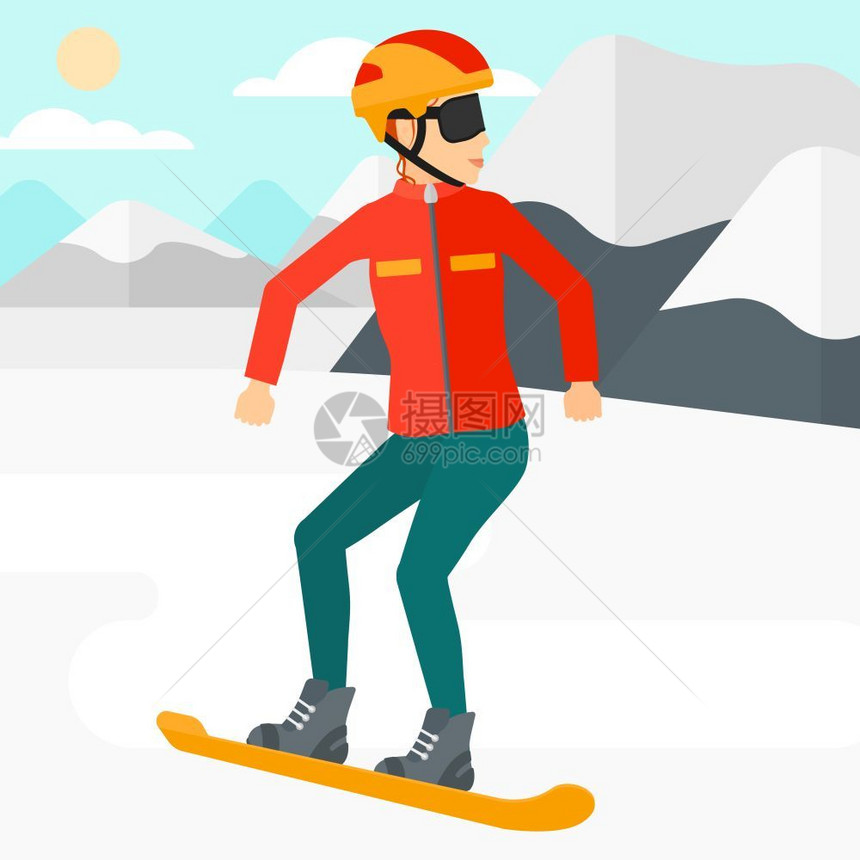 一位在雪山滑雪的女子图片