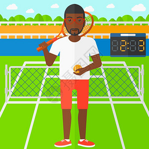 在网球场上的非裔男孩图片