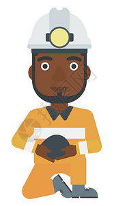 一名黑人矿工矢量卡通人物图片