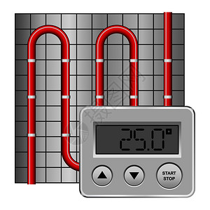 舒适温度数字加热器模型矢量图插画