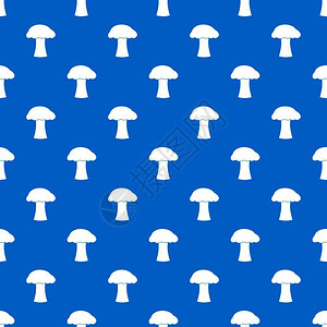 蓝色蘑菇蓝色背景背景蘑菇无缝重复插图背景图插画