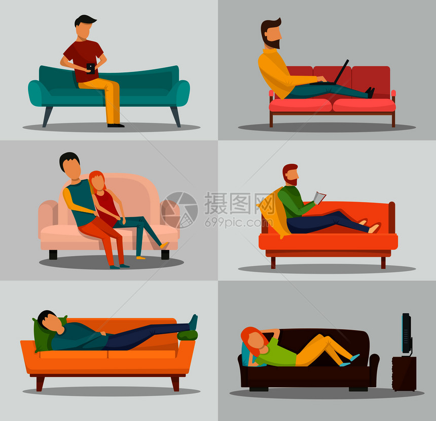 沙发椅房沙发横幅概念套装平面插图6沙发椅房间沙发矢量横幅横向概念的网站沙发椅沙发横幅概念套装平面风格图片