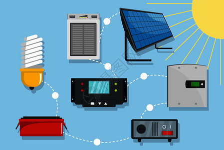 太阳能led感应灯太阳能电池插画
