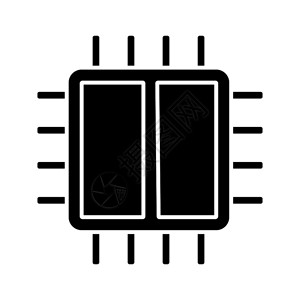 集成电路设计显微芯片cpu计算机电话处理器集成电路硅色符号负空间矢量孤立图示插画