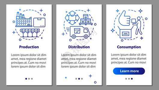生产分销消费步骤图形说明uxig矢量模板附有插图图片