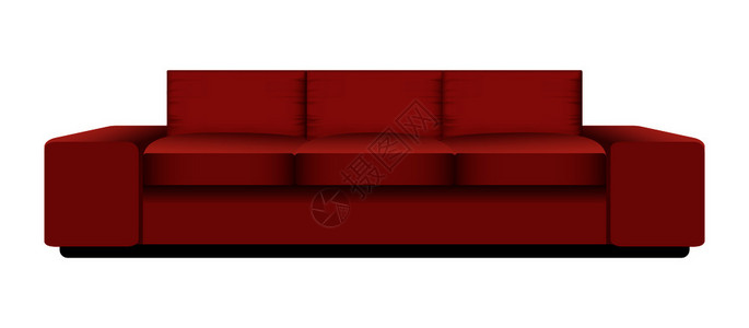 现实风格红沙发模型插画背景图片